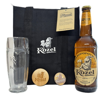 Biergeschenk mit Bierglas Kozel Lagerbier
