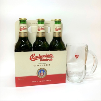 Budweiser Budvar Czech Lager Biergeschenk mit Glas