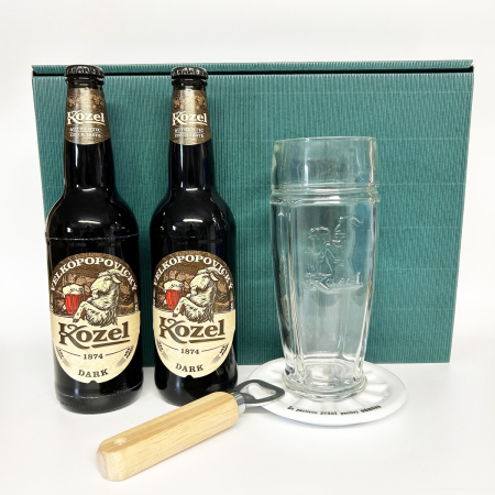 Biergeschenk mit Bierglas Kozel Dark